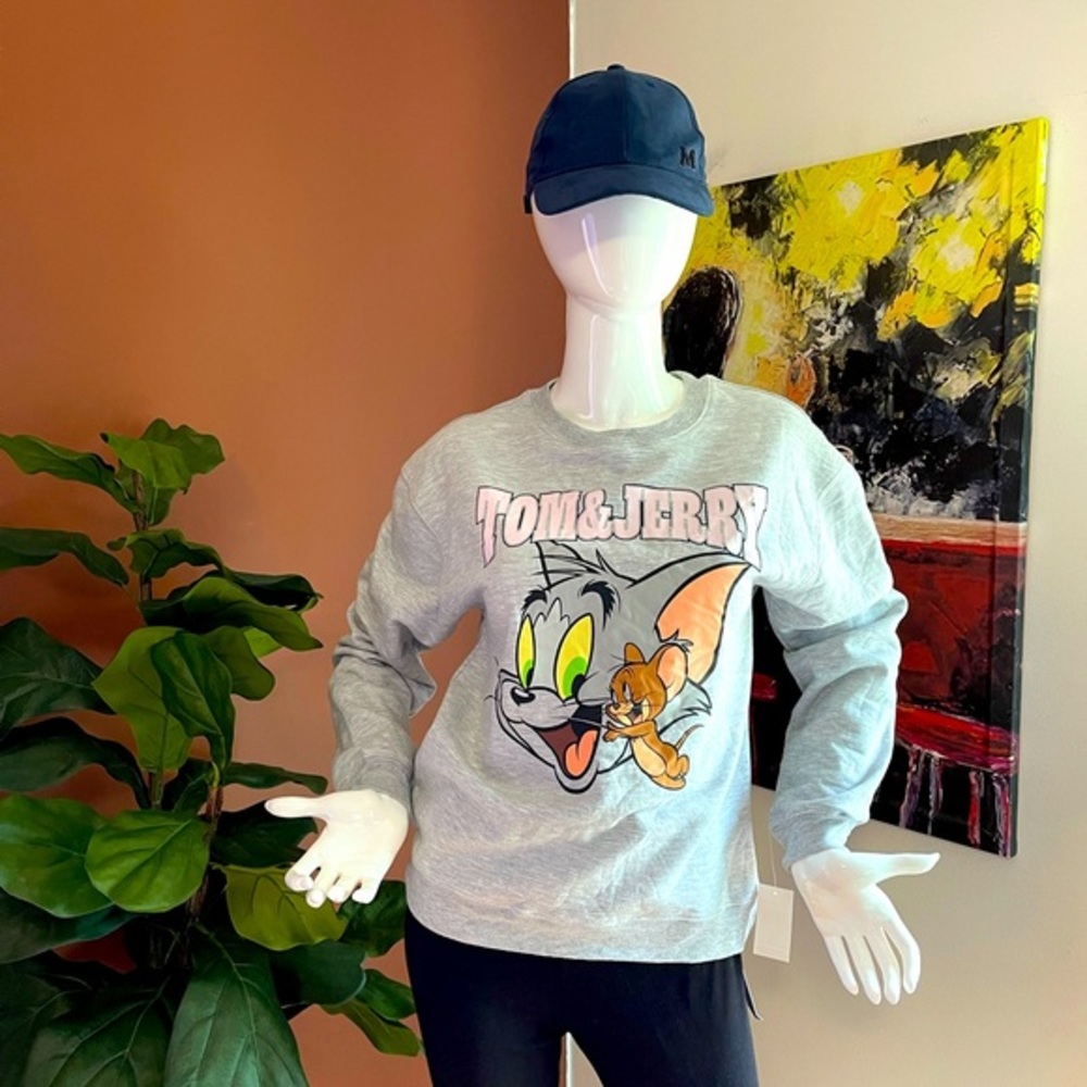 ⭐️Tom &‎ Jerry Tom And Jerry Women's Classic Catch Sweatshirt Heather Grey S